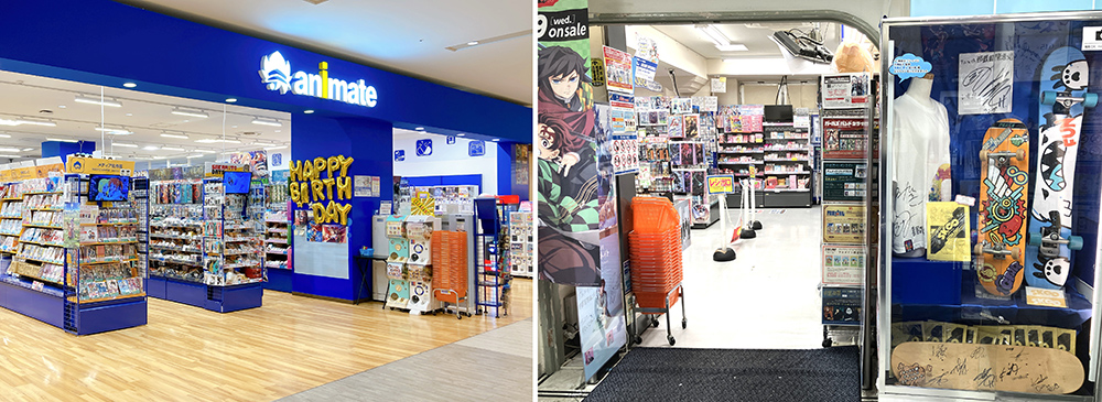 2026年7月時点のイオンモール旭川駅前店（左）、那覇国際通り店（右）